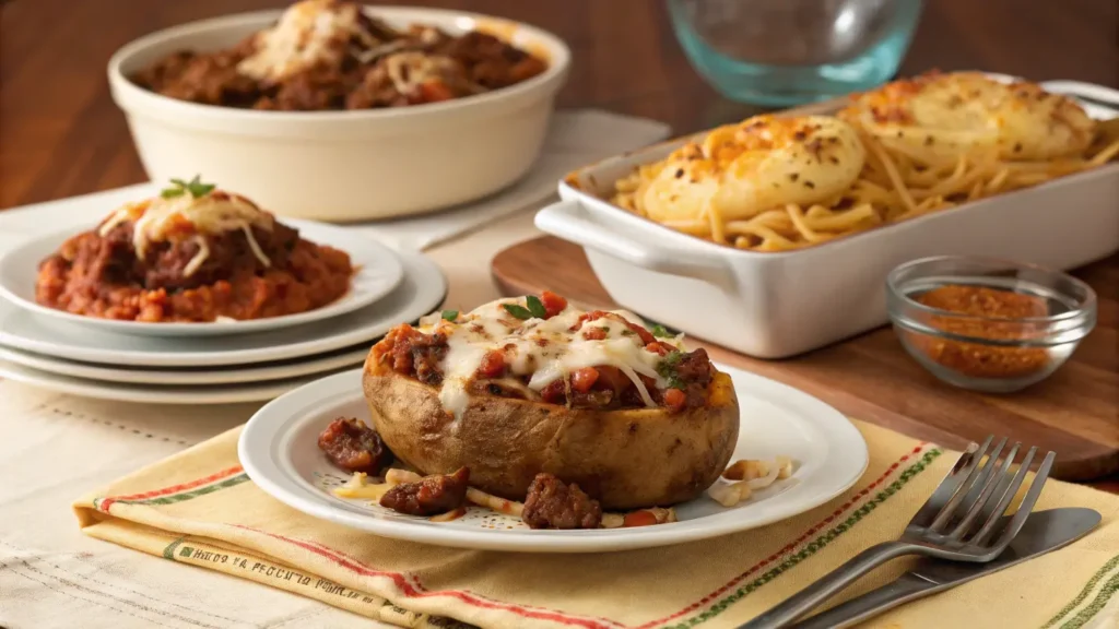 Creative ways to serve Beefaroni on a dining table.