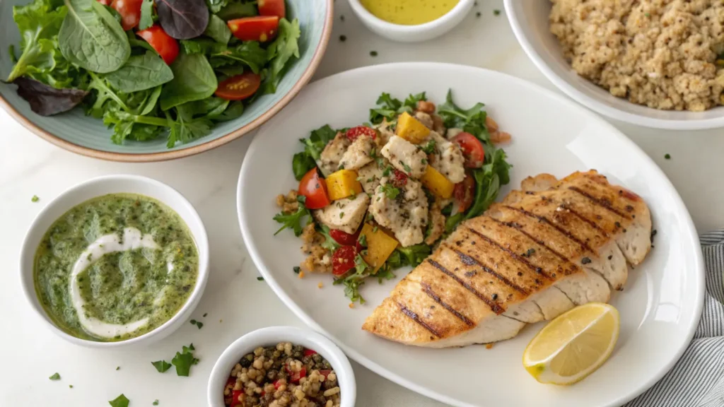 Different serving ideas for chicken paillard.